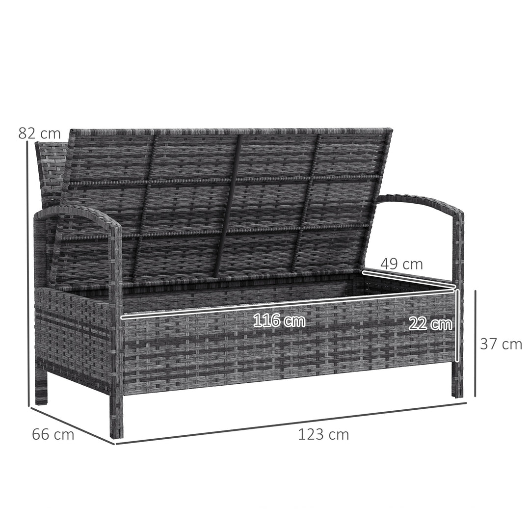 125L Storage Garden Bench, with Cushion - Grey