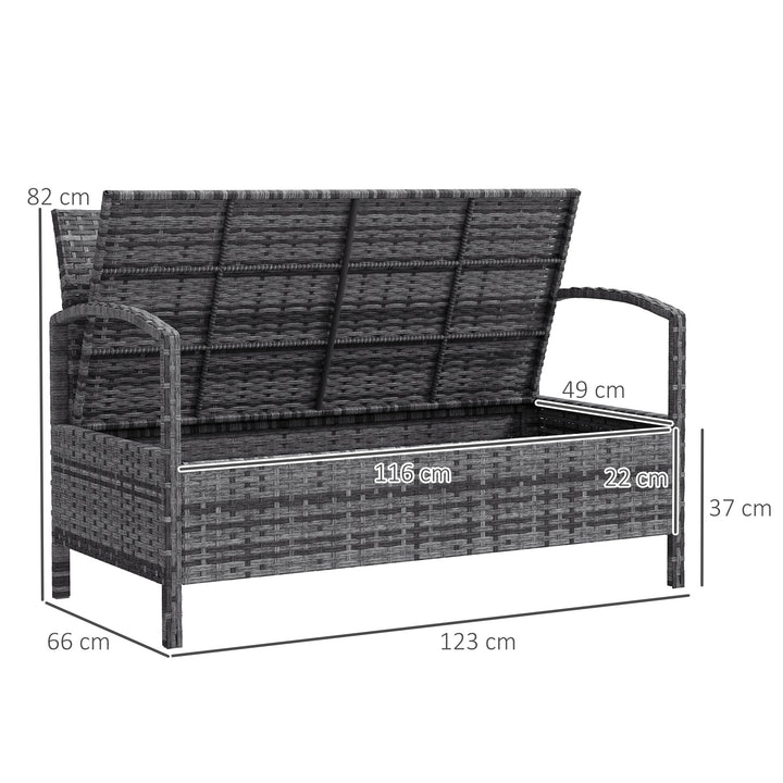 125L Storage Garden Bench, with Cushion - Grey