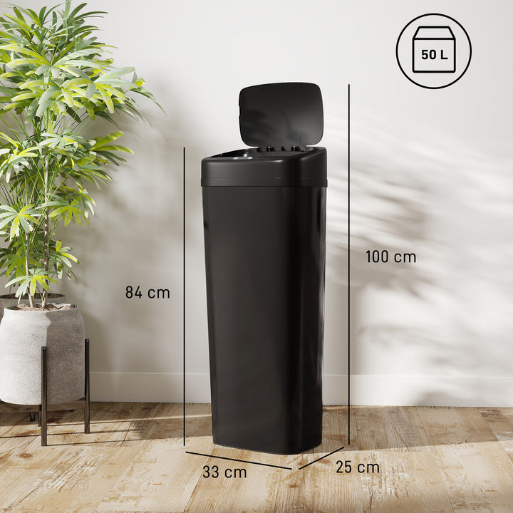 50L Stainless Steel Sensor Bin - Silver Tone