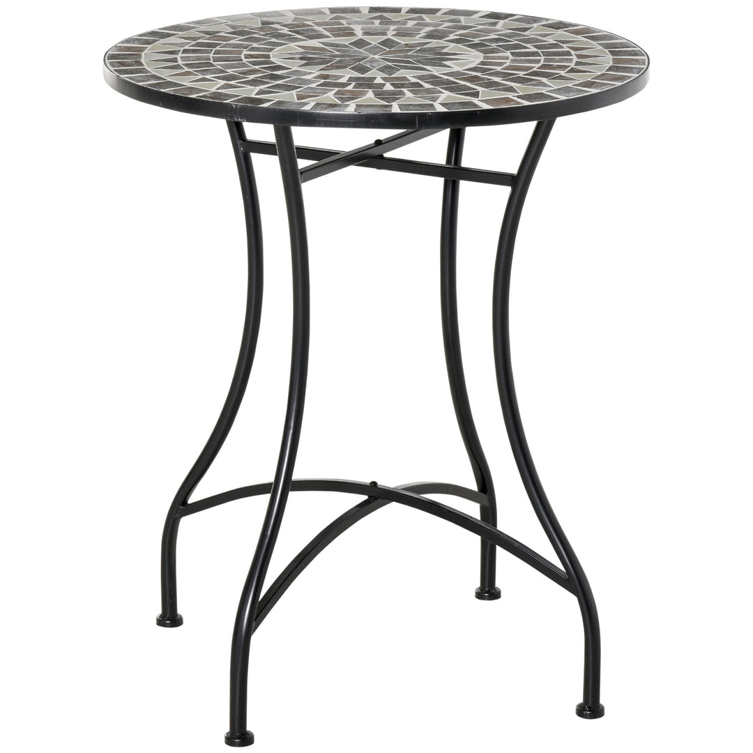 MCL Round Mosaic Tabletop Garden Table - Grey/Black