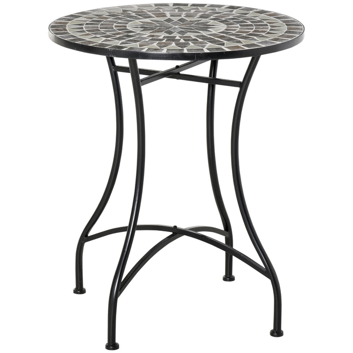 MCL Round Mosaic Tabletop Garden Table - Grey/Black