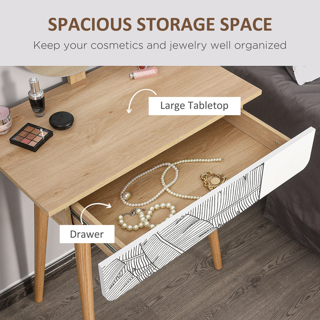 MCL Dressing Table with Drawer and Mirror height adjustable Wooden Oak Color  Bedroom Dressing Room Elegant and Durable