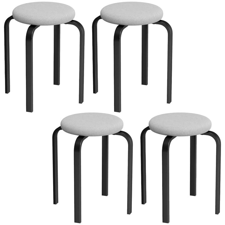 Stackable Stools Modern Cushioned Round Backless Stools Set of 4 Kitch