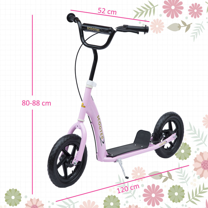 MCL Kids Scooter Kick Scooter, with 12" EVA Tyres, Rear Brake, Big Wheels Scooter for 5-12 Years , Pink