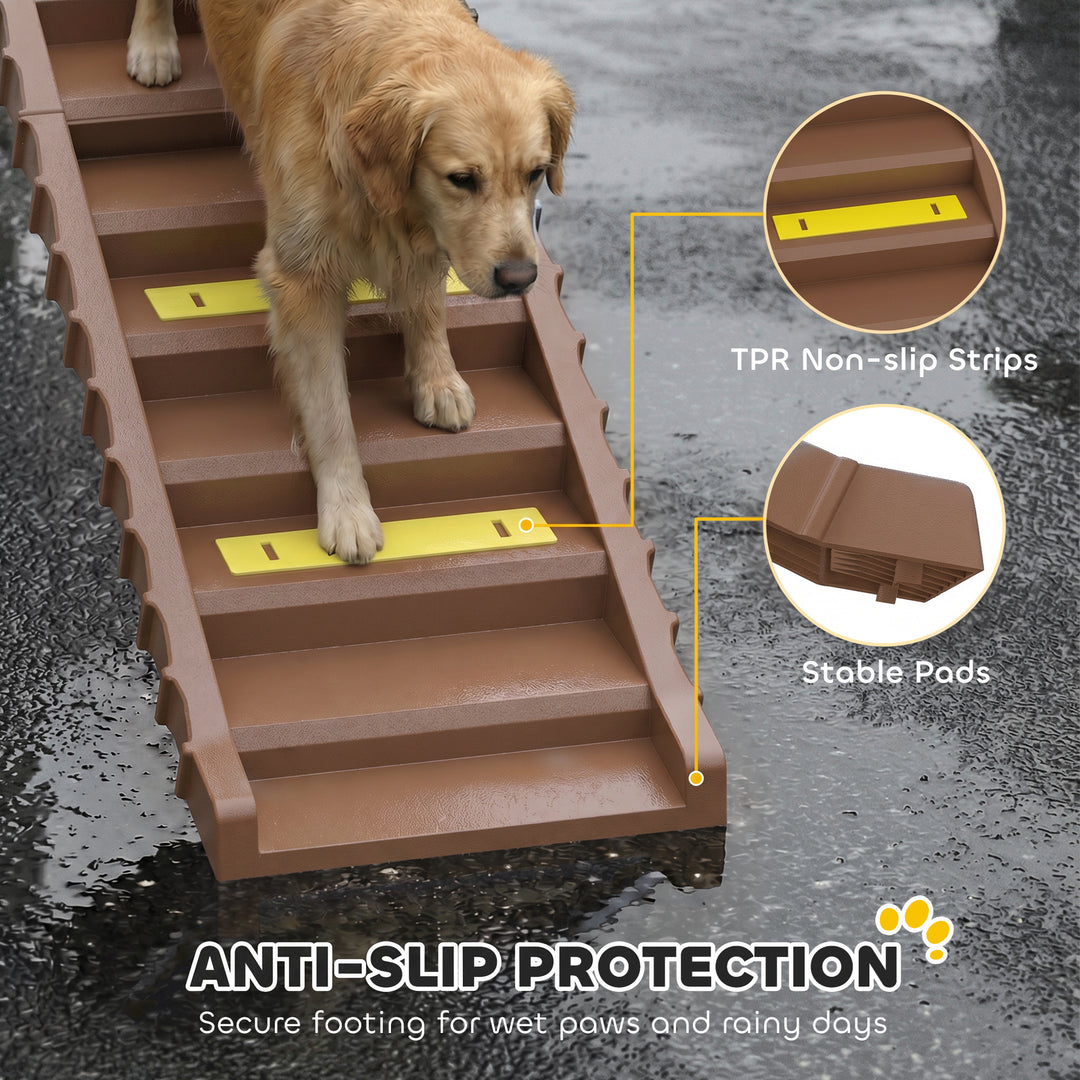 Dog Car Ramp with Anti-Slip Steps, 10-Steps Pet Stairs for Pets to Acc