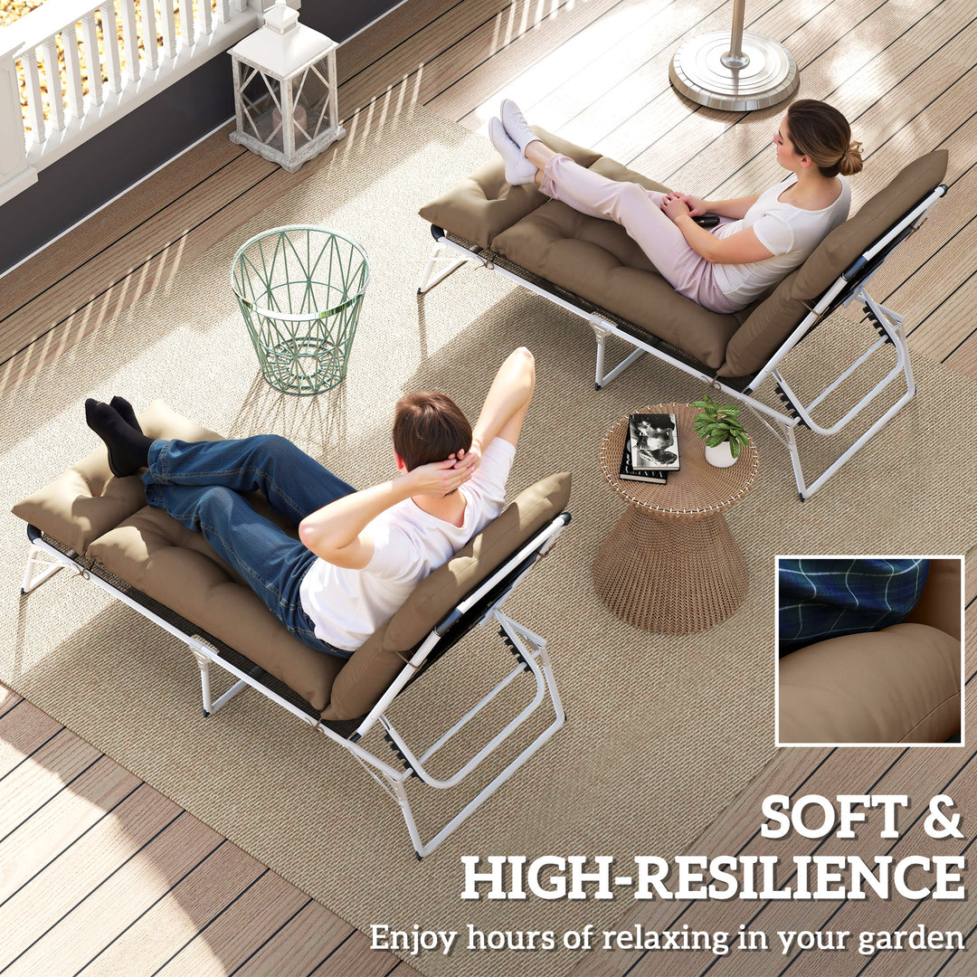 Set of Two 190 x 56cm Sun Lounger Cushions - Khaki