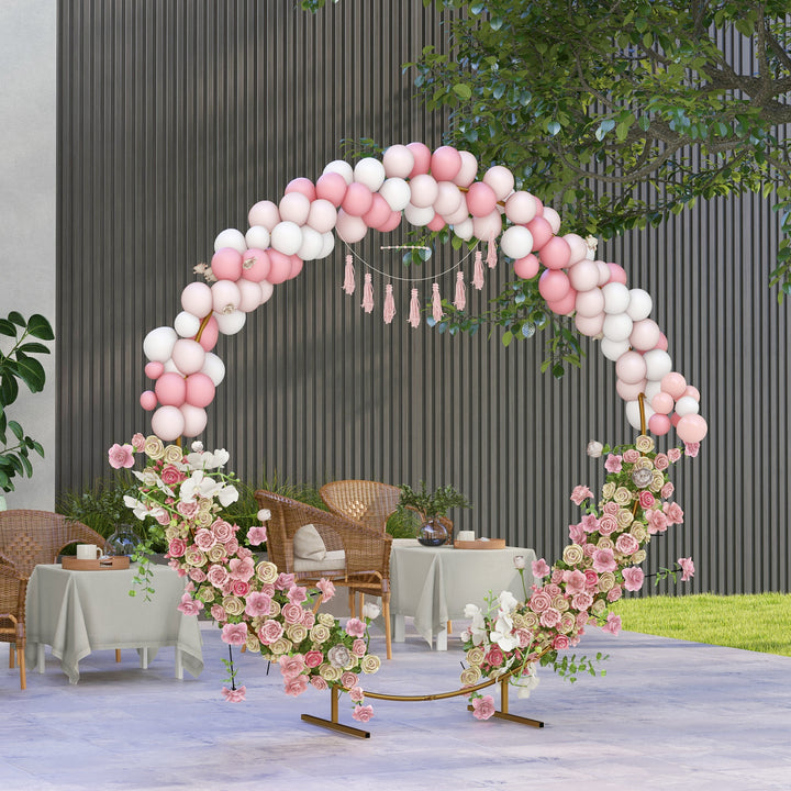 222cm Gold Tone Backdrop Stand, Round Metal Wedding Arch for Birthday 