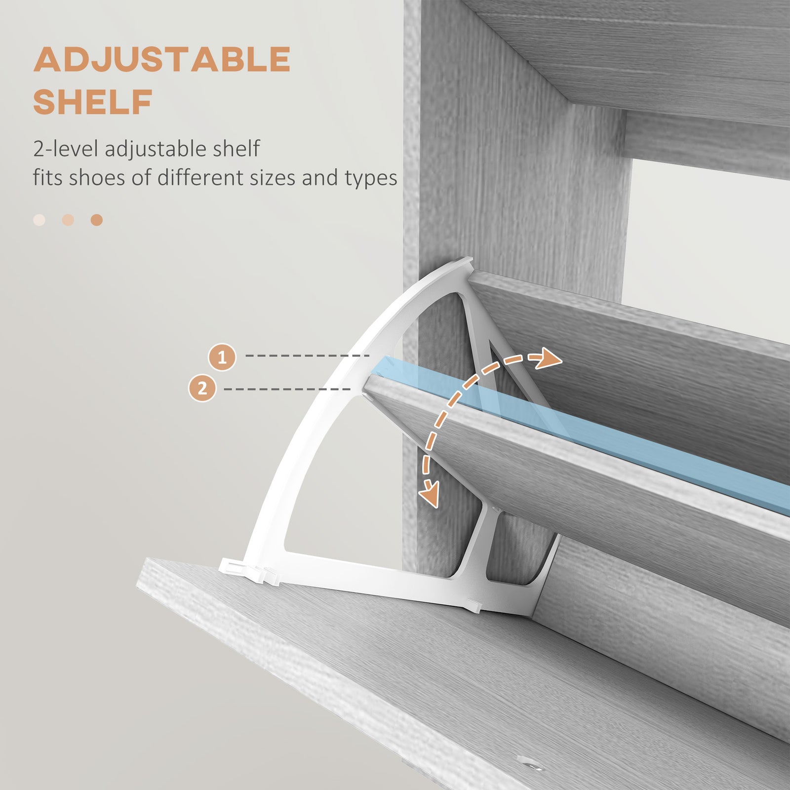 12-Shoe Flip Drawer Storage Cabinet - Grey Wood-Effect