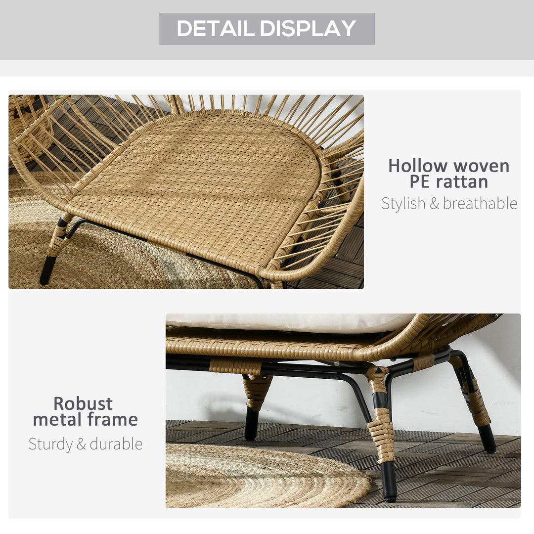 Rattan Egg Chair with Cushions and Pillows, Khaki