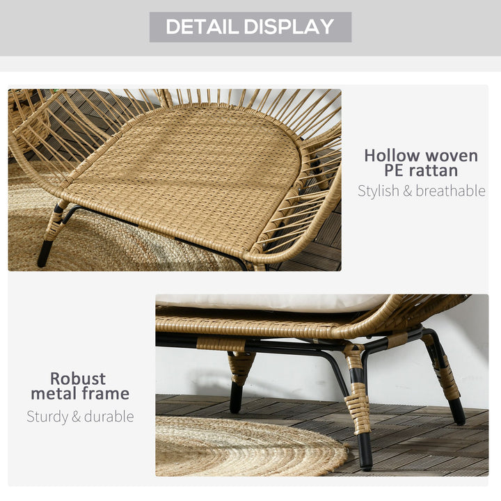 Rattan Egg Chair with Cushions and Pillows, Khaki