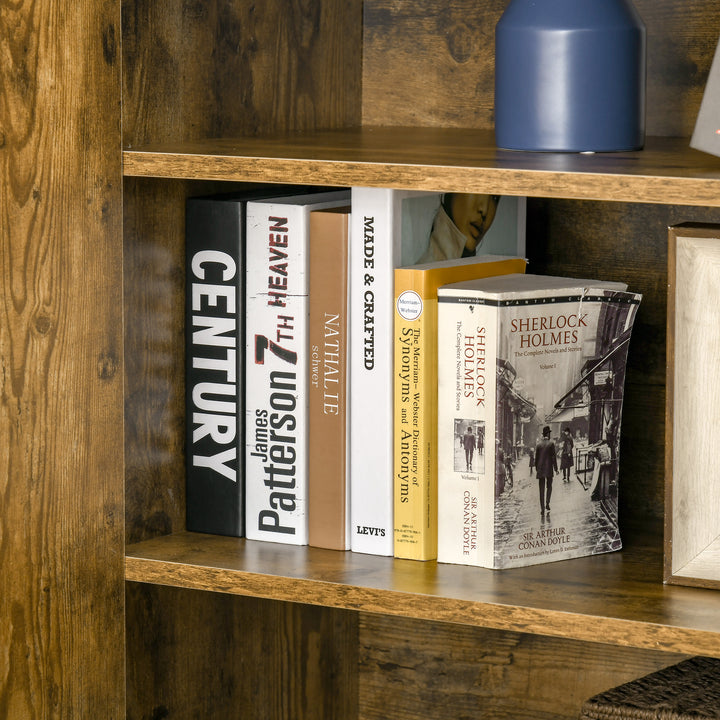 Farmhouse 4-Door Cabinet, Freestanding Tall Cupboard with Storage Shelves for Bedroom & Living Room, Rustic Wood Effect
