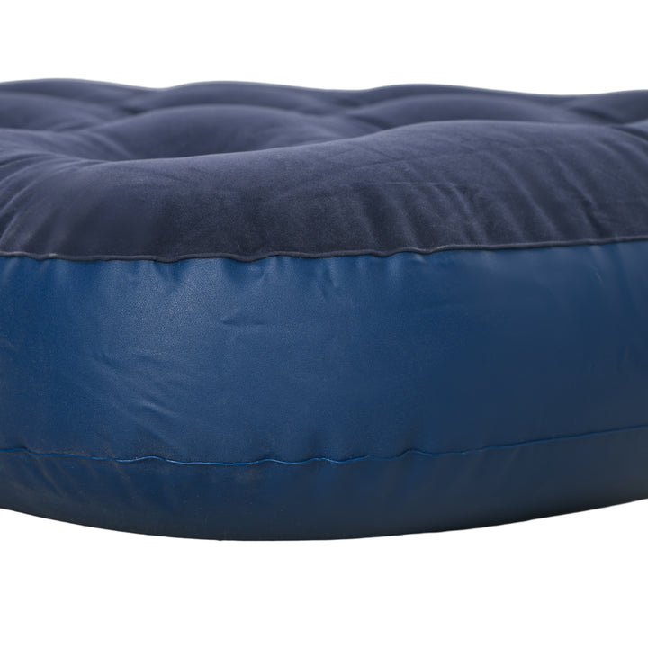 Single Air Bed with Hand Pump, Inflatable Mattress with Flocked Surface for Guest, Camping, Travel, 191 x 73 x 22cm, Blue