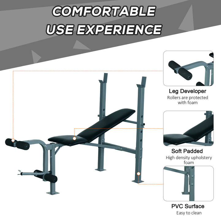 HOMCOM Heavy Duty Adjustable Multi Gym Chest Leg Arm Weight Bench w/4 Incline Postions