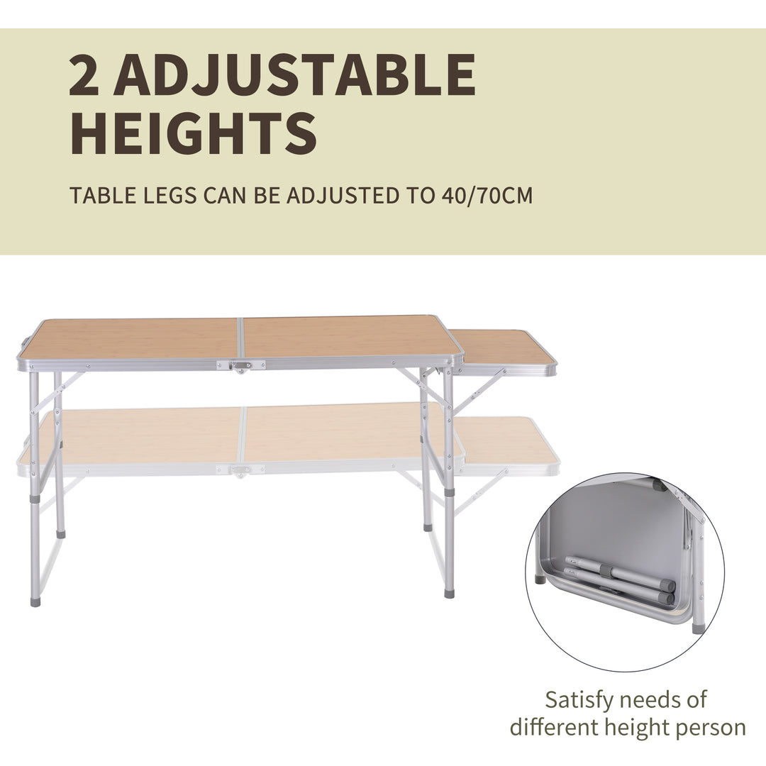 Outsunny Portable Table, 4ft Folding, Aluminium with MDF Top, Lightweight, Silver