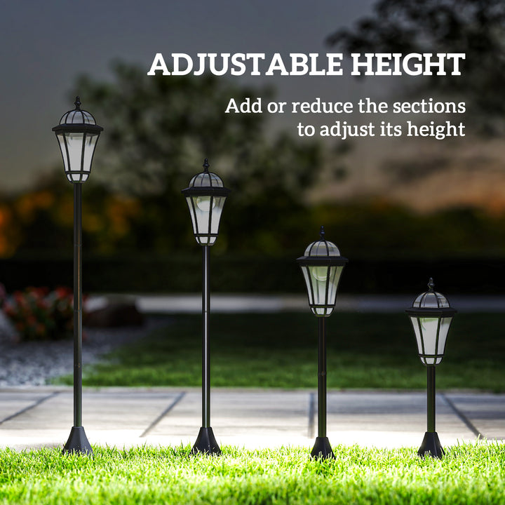 MCL 2 PCS 1.3M Garden Solar Lamp Post Lights Solar Powered LED Lantern Patio Pathway Walkway Outdoor Water-Resist Auto Switch 6 Hours Black