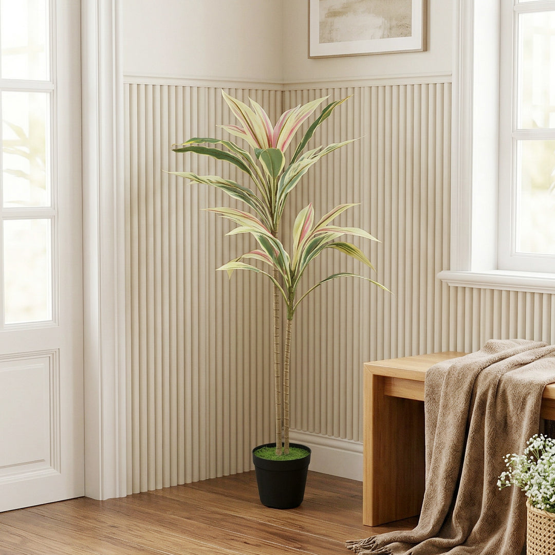 90 cm Artificial Cordyline Tree in Moss Effect Pot, Realistic PEVA Fau