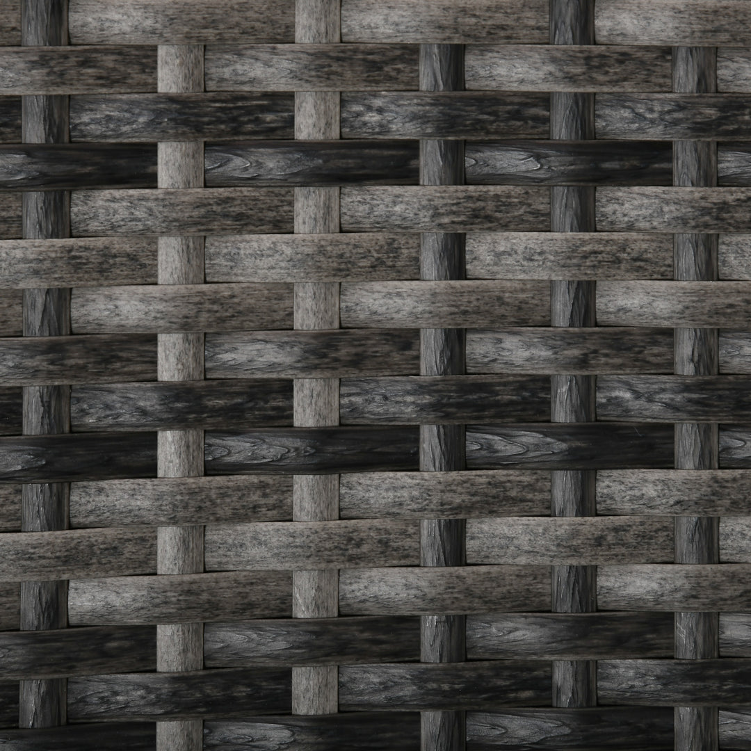 MCL 3 Pieces Rattan Bistro Set, Wicker Garden Furniture Set with 2-Tier Coffee Table and Chairs, Washable Cushions, for Outdoor Patio Balcony, Mixed Grey