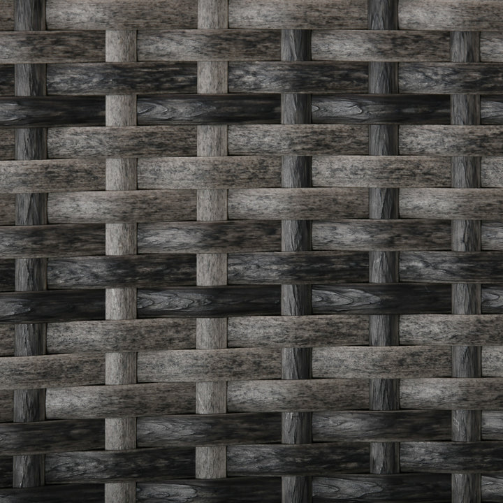 MCL 3 Pieces Rattan Bistro Set, Wicker Garden Furniture Set with 2-Tier Coffee Table and Chairs, Washable Cushions, for Outdoor Patio Balcony, Mixed Grey