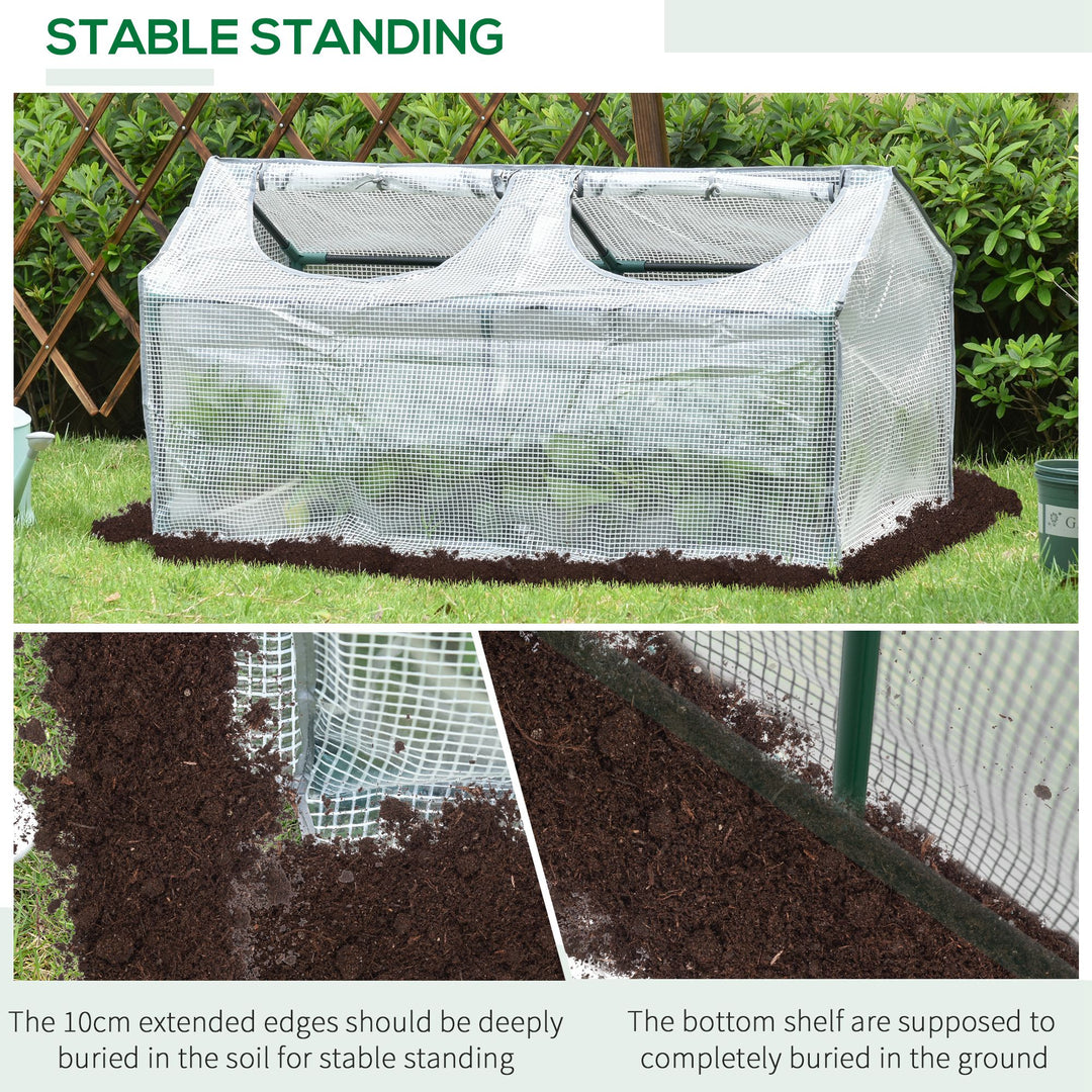 Mini Greenhouse Portable Flower Planter Tomato Vegetable House for Garden Backyard with Zipper 120 x 60 x 60 cm, White