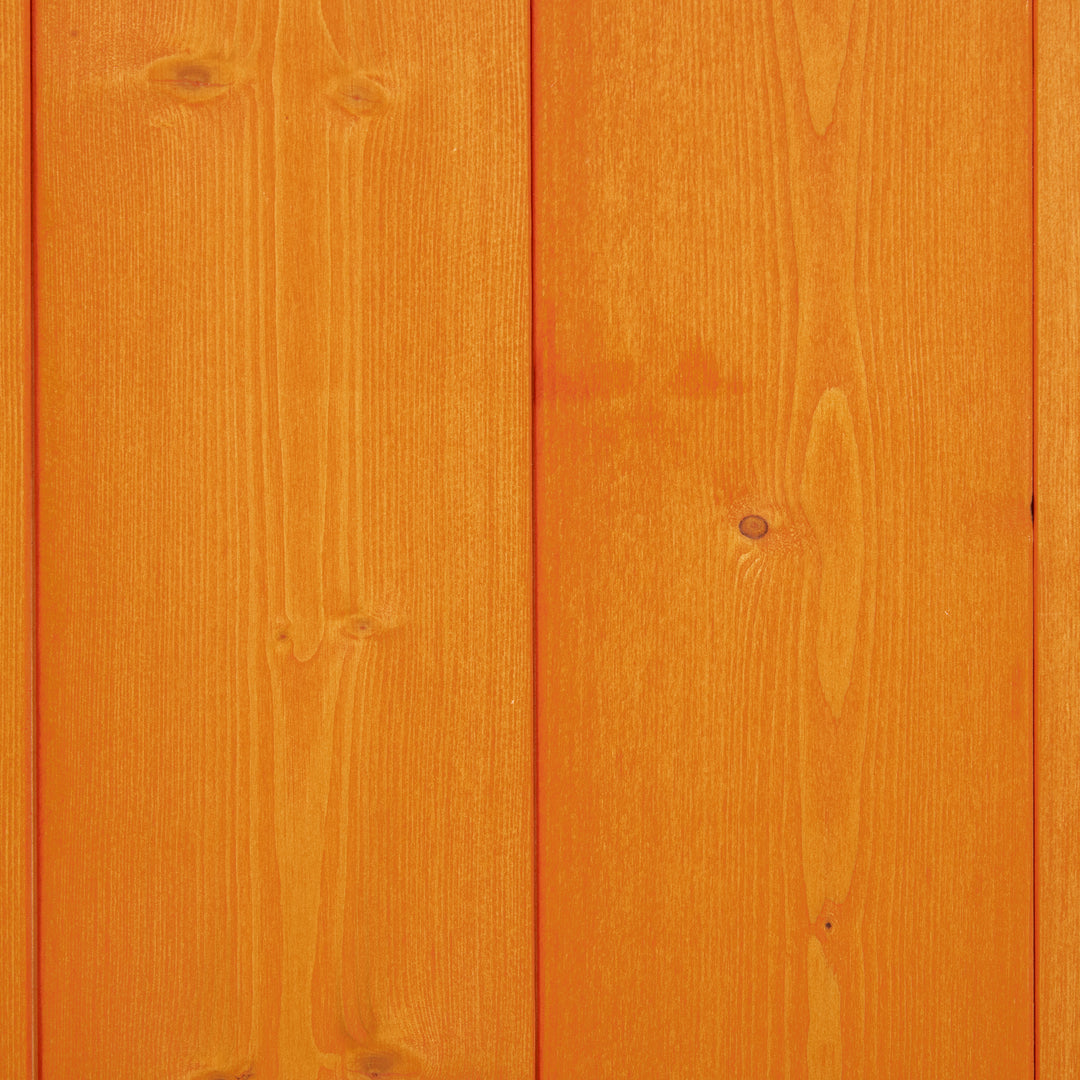 MCL Wooden Outdoor Storage Shed, Compact Utility Outdoor Tool Shed with Lockable Double Doors and Shelves, Orange