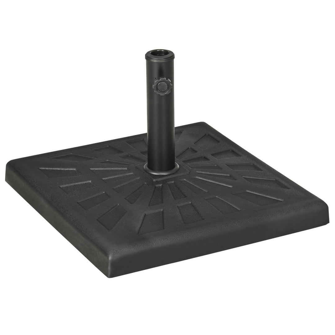 19kg Resin Garden Parasol Base Holder, Square Outdoor Market Umbrella Stand Weight for Poles of Φ32mm, Φ38mm, and Φ48mm, Black