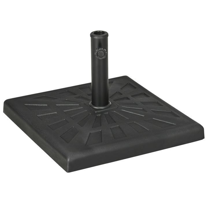 19kg Resin Garden Parasol Base Holder, Square Outdoor Market Umbrella Stand Weight for Poles of Φ32mm, Φ38mm, and Φ48mm, Black