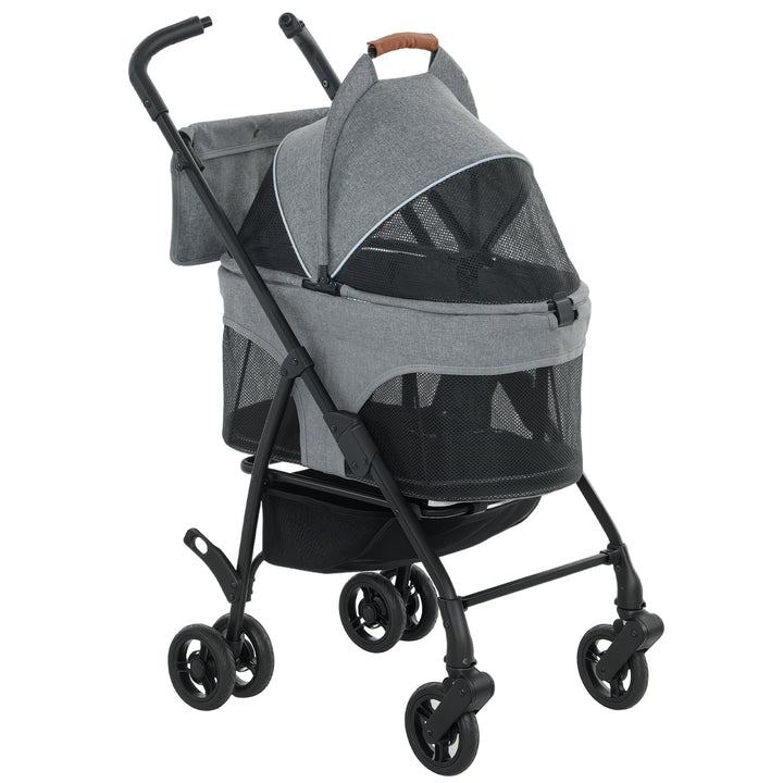 Pet Stroller, Foldable Dog Cat Stroller with Detachable Carrier, Wheel