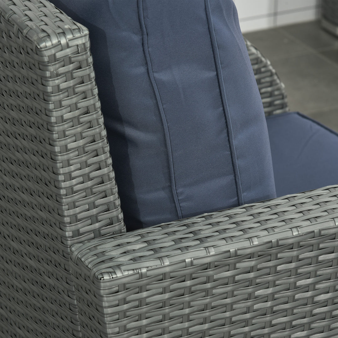 Six-piece Outdoor Rattan Dining Set, Outdoor Sofa Set with Reclining Armchairs and Mental Frame, Blue