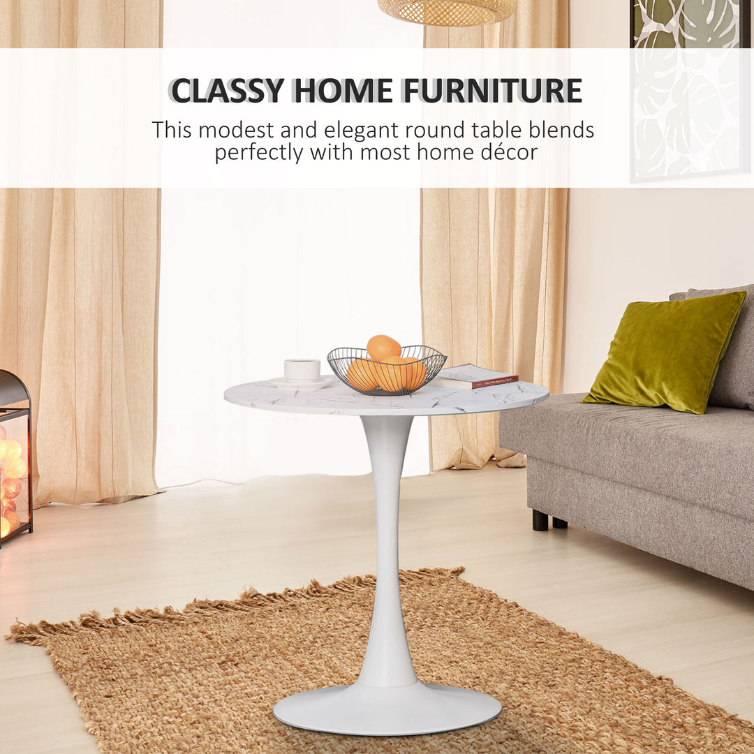 Modern Round Dining Table Leisure Coffee Bistro Table with Metal Base for Kitchen & Dining Room White