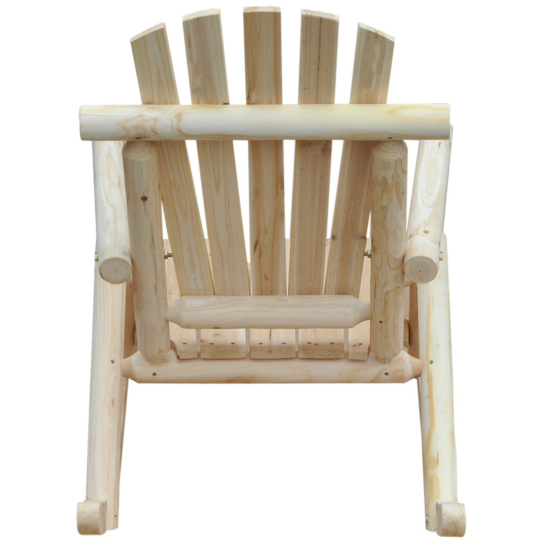 2 Piece Adirondack Chair Cedar Wood Ergonomic Rocking Chair Porch Rocker Garden Traditional - Burlywood