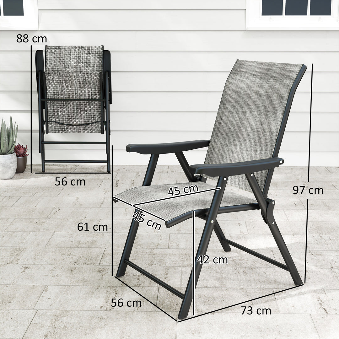 Set of Two Folding Outdoor Chairs - Black/Grey