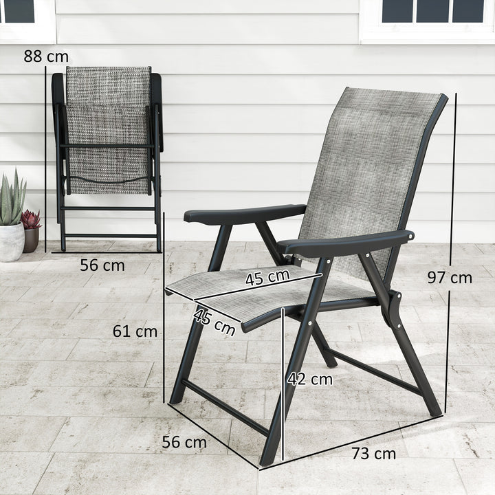 Set of Two Folding Outdoor Chairs - Black/Grey