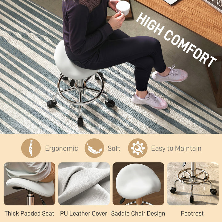 Salon Saddle Stool, Rolling Saddle Chair for Massage, Spa, Clinic, Bea