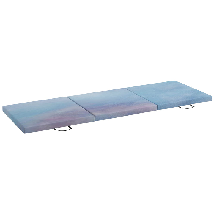 MCL 6FT Foldable Gymnastics Mat, Tri-Fold 2" Thick Crash Mat with Carry Strap Handles for Home Training, Sky Blue