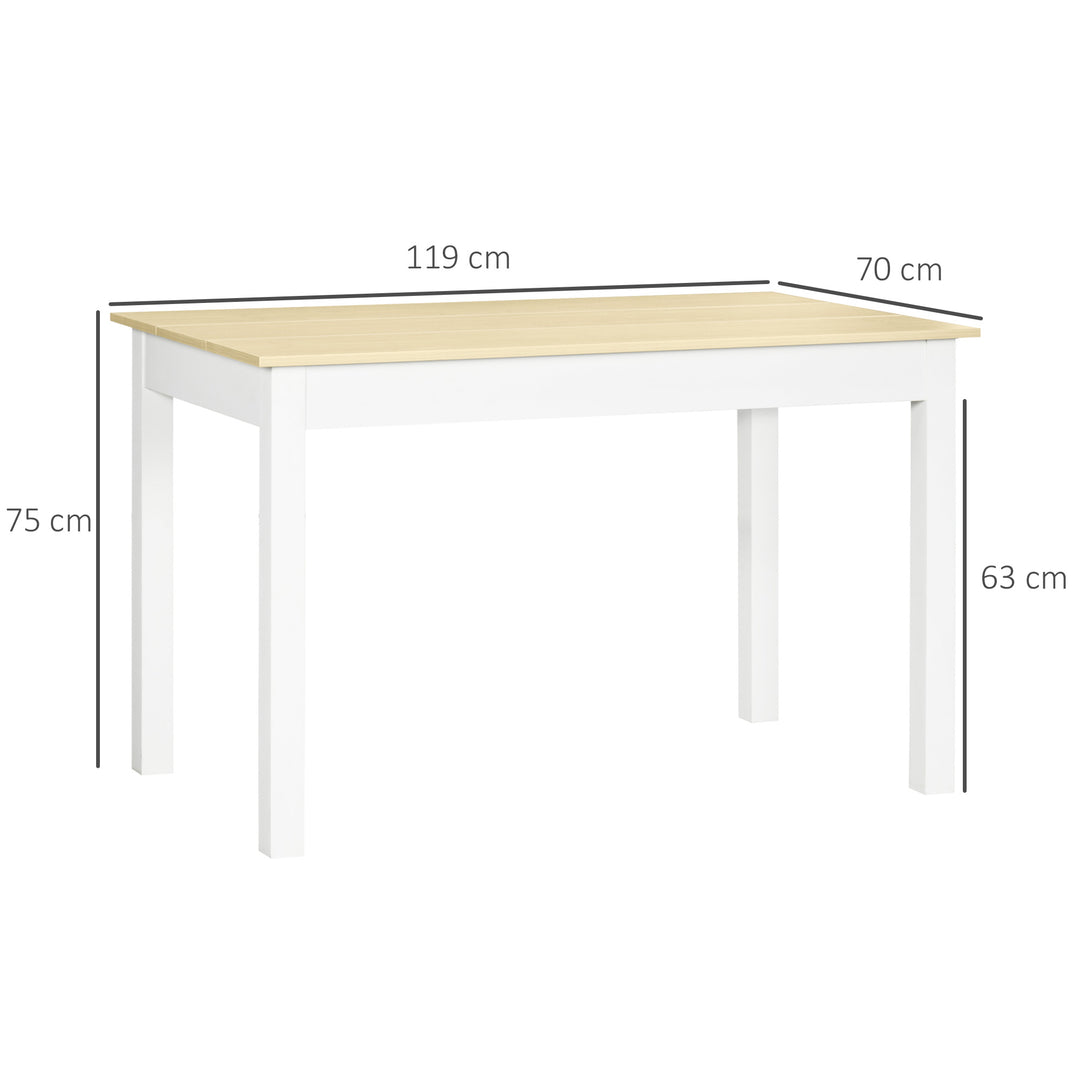 Dining Table for 4 to 6, 120L x 70W x 75Hcm, Modern Kitchen Table with Wood Effect Tabletop, Thick Legs, for Dining Room, Kitchen, Living Room, Oak