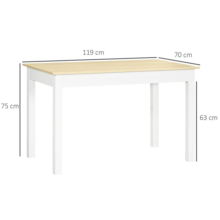 Dining Table for 4 to 6, 120L x 70W x 75Hcm, Modern Kitchen Table with Wood Effect Tabletop, Thick Legs, for Dining Room, Kitchen, Living Room, Oak