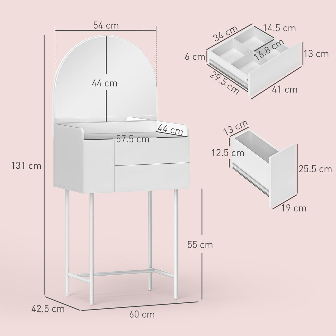 Three Drawer Compact Dressing Table - White