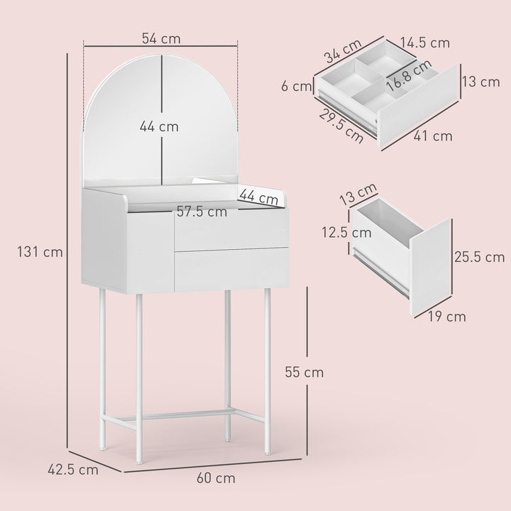 Three Drawer Compact Dressing Table - White