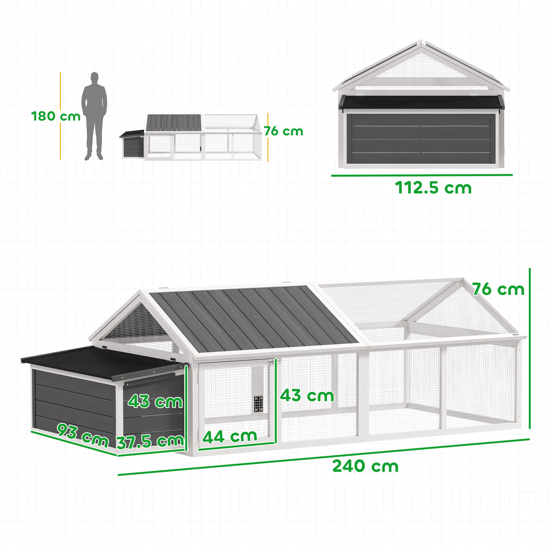 Wooden Chicken Coop with Nesting Box, Openable Roof, for 4-8 Chickens, White