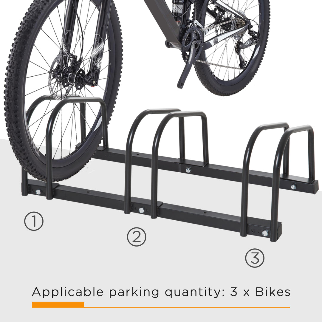 MCL Bike Stand Parking Rack Floor or Wall Mount Bicycle Cycle Storage Locking Stand (3 Racks, Black)