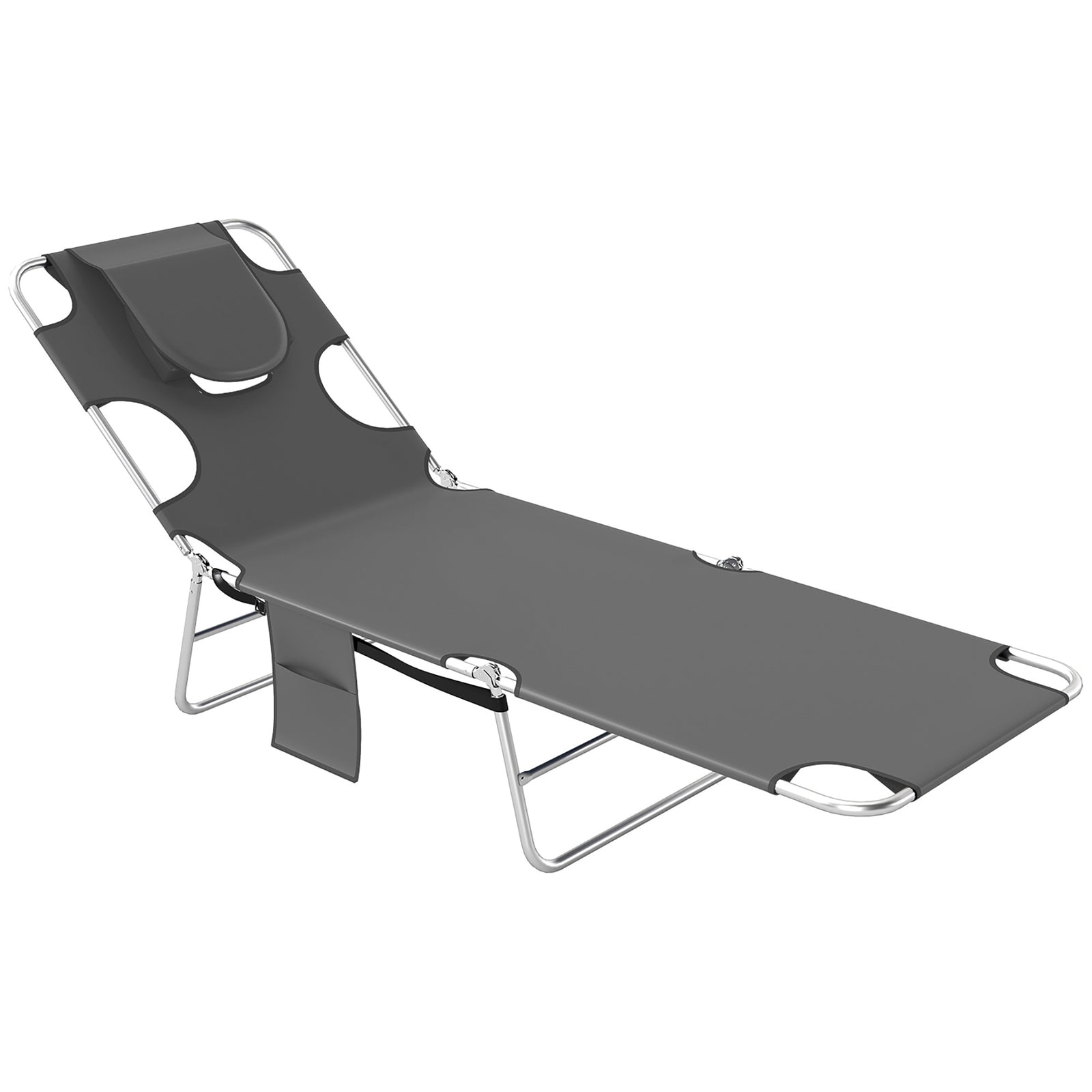 Reclining Face Hole Sun Lounger - Dark Grey
