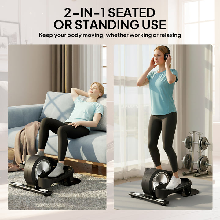 Under Desk Elliptical Machine with LCD Monitor, 8 Adjustable Magnetic Resistances for 2-in-1 Seat &amp; Stand Up Exercise
