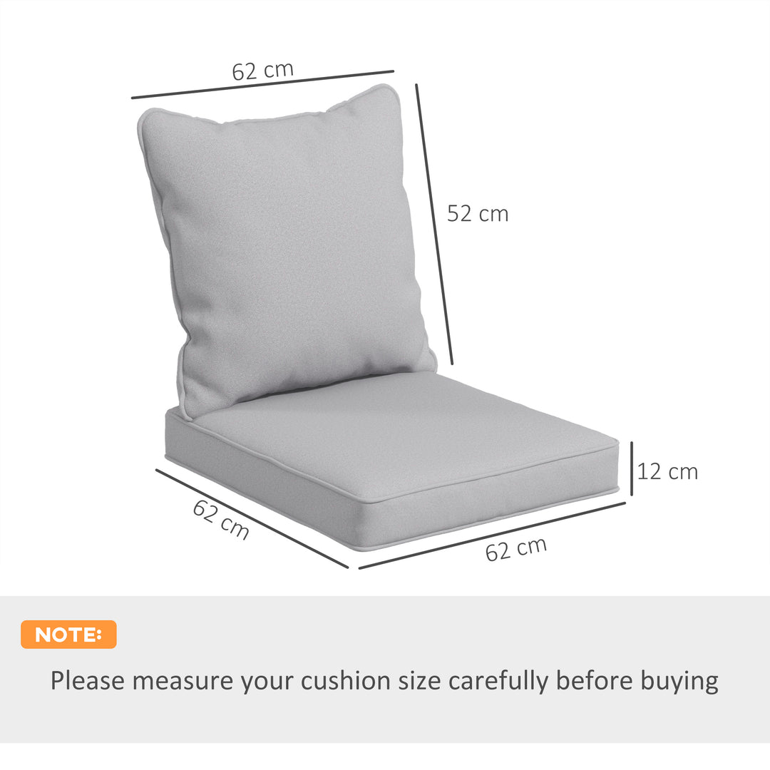 Outsunny Replacement Cushion Pillow for Patio Chair, Indoor Outdoor Seat and Back Cushion Set, Light Grey