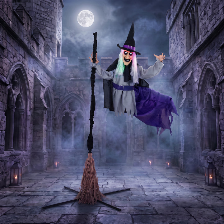200cm Life Size Animated Flying Witch Halloween Decorations Outdoor In