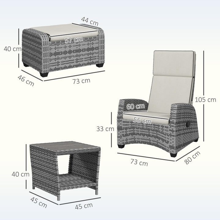 5-Piece Rattan Garden Furniture Set with Cushions - Grey