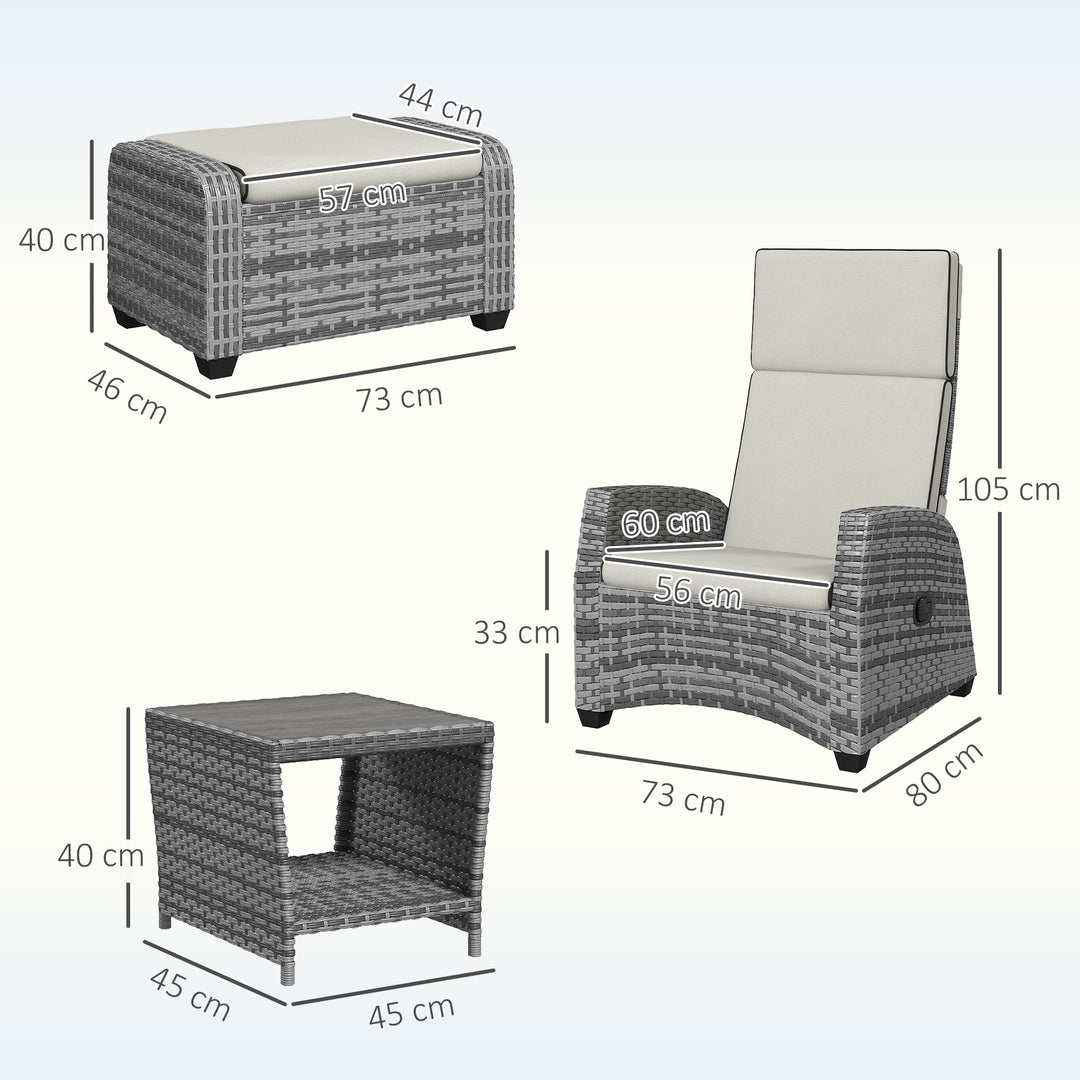 5-Piece Rattan Garden Furniture Set with Cushions - Grey