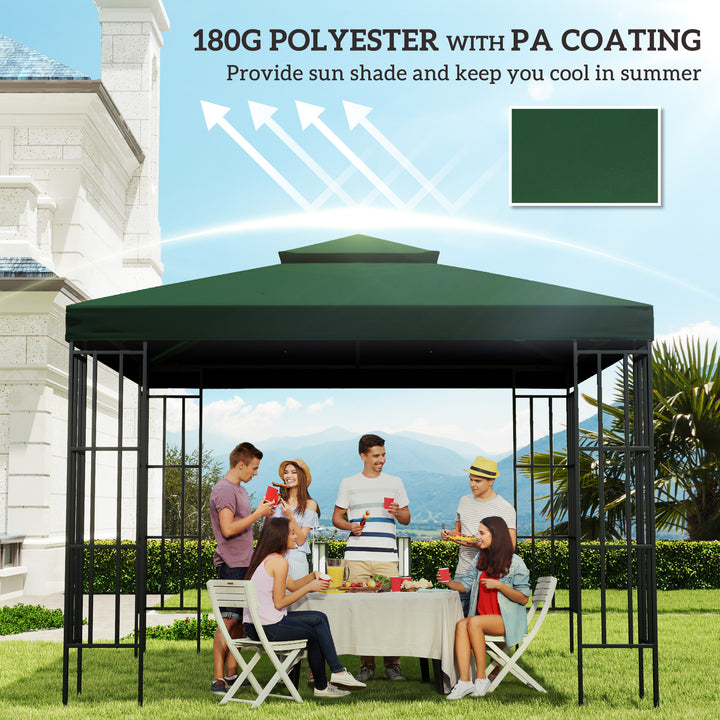 3(m) Gazebo Top Cover Double Tier Canopy Replacement Pavilion Roof Dark Green