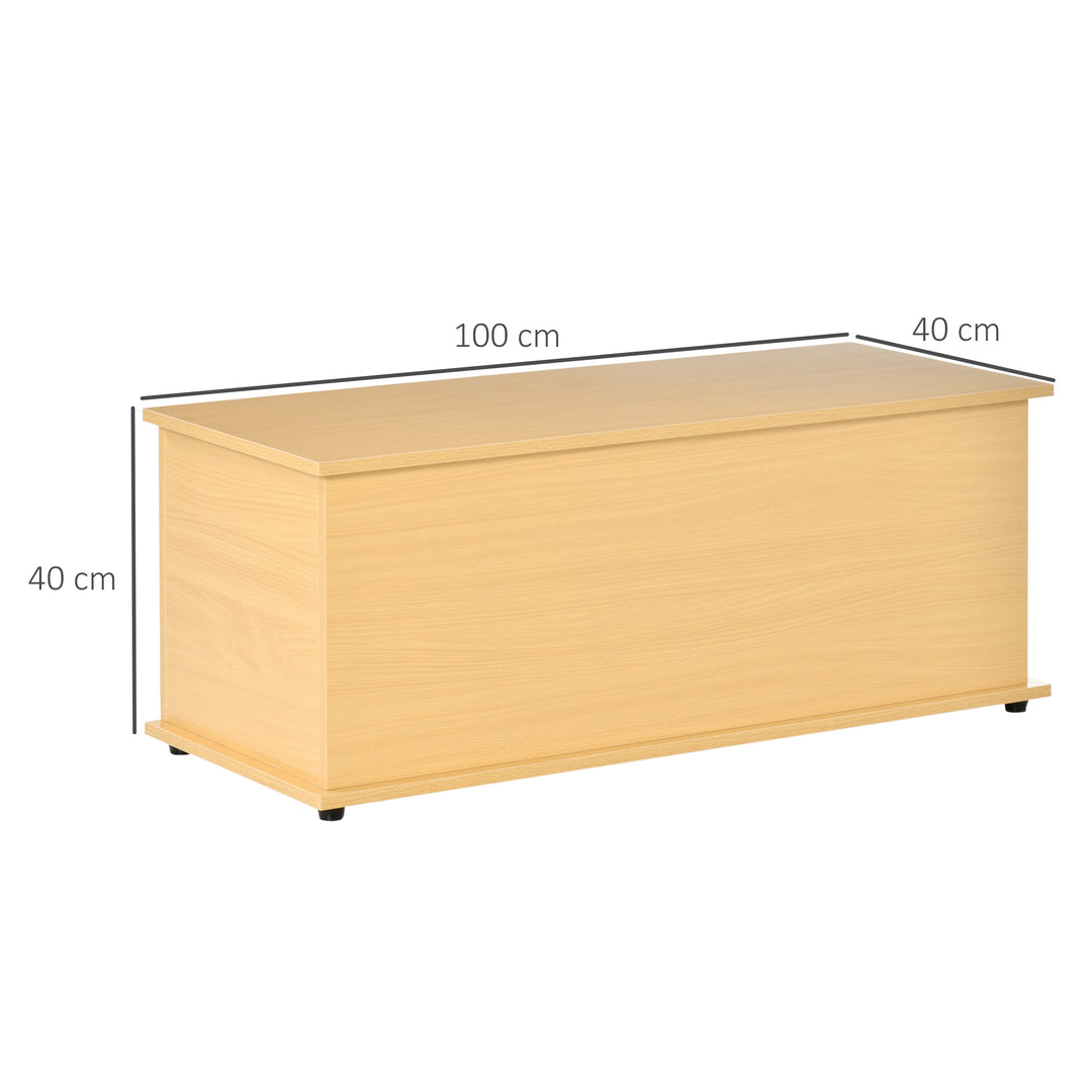 113L Storage Chest, Storage Box with Flip-Top Lid and 2 Safety Hinges, Storage Trunk for Living Room, Entryway, 100 x 40 x 40 cm, Burlywood