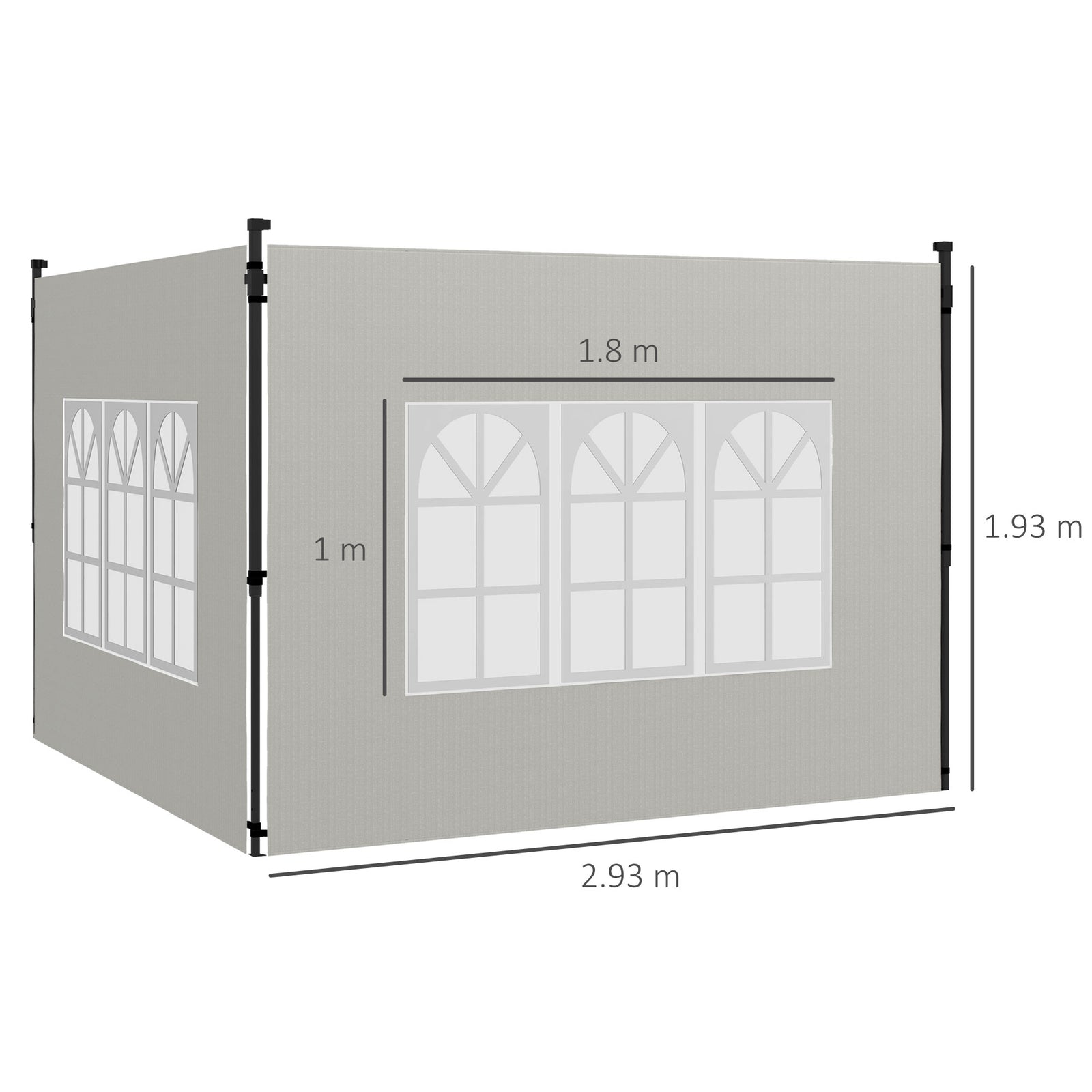 Gazebo Side Panels, Sides Replacement with Window for 3x3(m) or 3x6m G