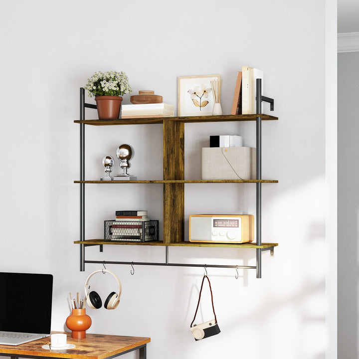 Three-Tier Floating Shelf - Brown/Black
